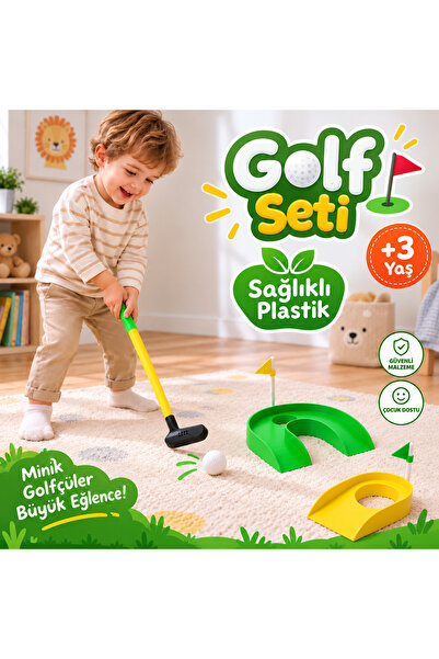 Yeşil Beyaz Tasarım Çocuk Golf Seti +3 Yaş Mini Golf Oyuncağı – Eğitici Aktiv...