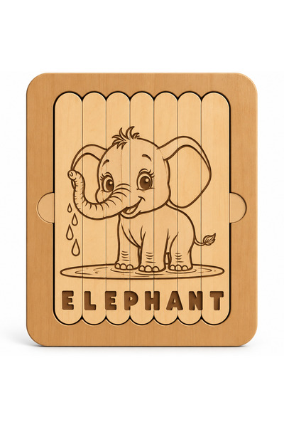ROKH 🧩   Montessori Wooden Elephant Puzzle 20X25 cm |   Elephant Themed Educ...