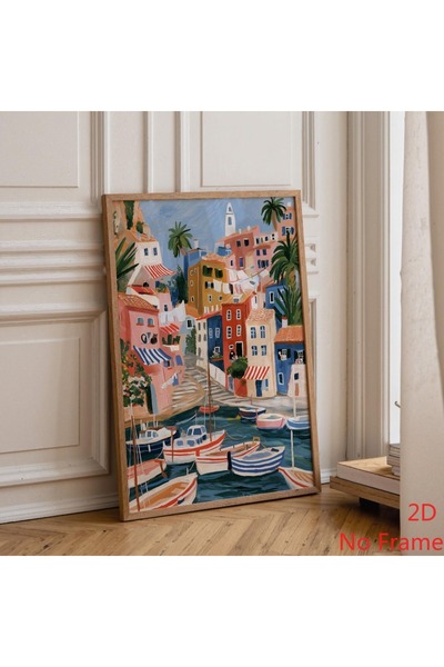 Generic Brand 1pc Mediterranean Coastal Village Colorful Harbour Boats Canvas...