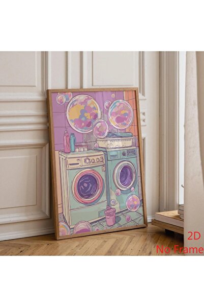 Generic Brand 1pc Retro Laundry Room Pink Bubble Washer Dryer Canvas Wall Art...