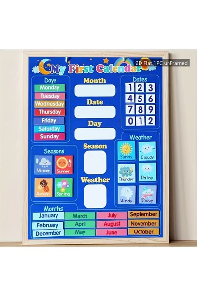 Generic Brand 1pc My First Calendar Early Education Canvas Poster, Weekly Mon...