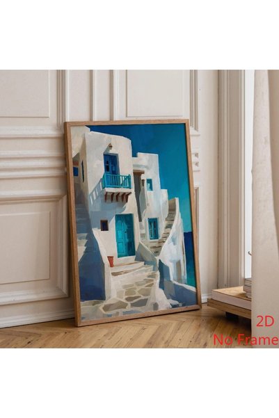 Generic Brand 1pc Santorini Greek Island Coastal Mediterranean Travel Canvas ...