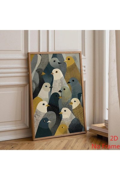 Generic Brand 1pc Abstract Pigeon Scandinavian Mid Century Wildlife Canvas Wa...