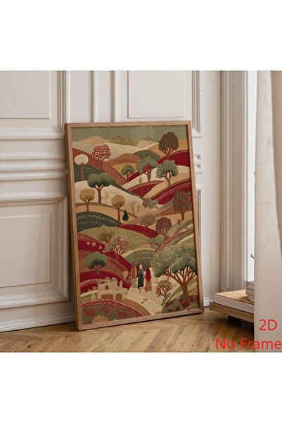 Generic Brand 1pc Palestinian Landscape Abstract Hills Earth Tone Modern Canv...