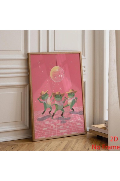Generic Brand 1pc Funny Frog Disco Canvas Wall Art Print, Retro Animal Wall A...