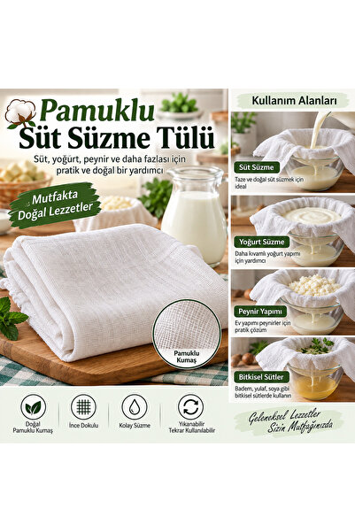 Magiclady Pamuklu Süt Süzme Tülü 70 X 70 – Yoğurt, Peynir ve Süt Süzme Bezi –...