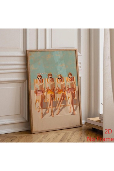 Generic Brand 1pc Vintage Cocktail Retro Beach Bar Coastal Summer Canvas Wall...
