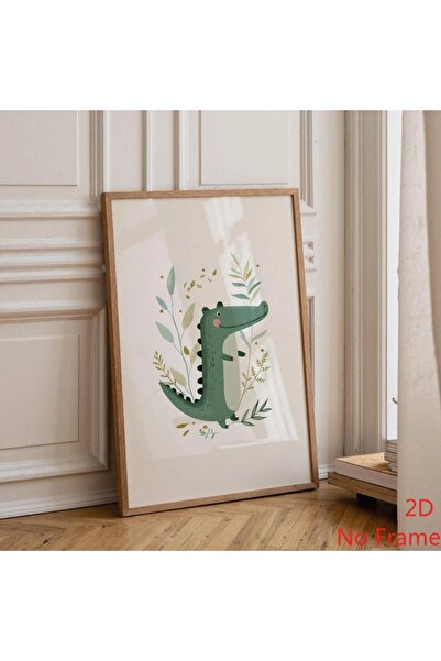 Generic Brand 1pc Minimalist Crocodile Nursery Safari Scandinavian Canvas Wal...