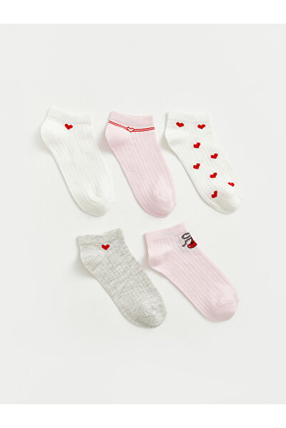 LC Waikiki Lcw Kids Ecru Patterned Girls' Booties Socks with Nevavm Difference