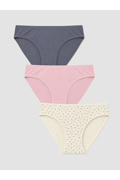 LC Waikiki Rmz Gi̇yi̇m Farkiyla Floral Bikini Panties 3-Pack
