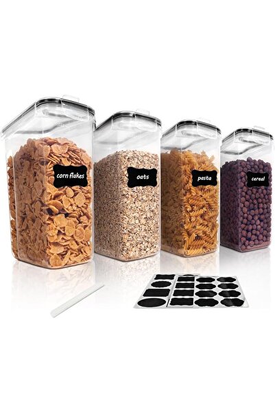 Vtopmart 4-Pack Plastic Food Containers Set, 4L/135.2oz with Lids, BPA-Free