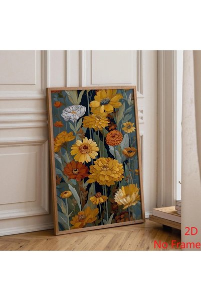Generic Brand 1pc Moody Wildflower Canvas Wall Art Print, Autumn Botanical Da...