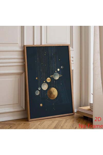 Generic Brand 1pc Minimalist Celestial Gold Solar System Modern Space Canvas ...