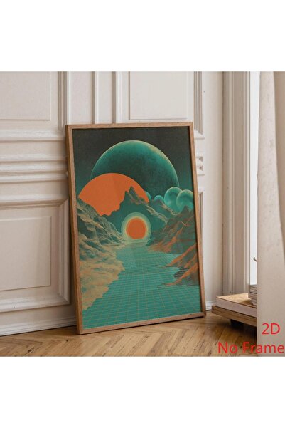 Generic Brand 1pc Retro Futuristic Portal Mid Century Modern Space Canvas Wal...