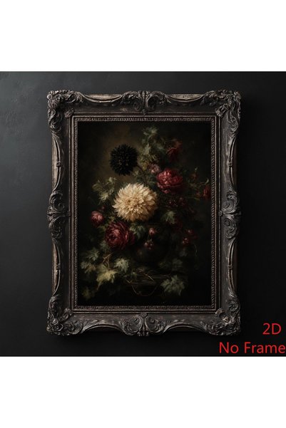 Generic Brand 1pc Gothic Floral Bouquet Canvas Wall Art Print, Dark Botanical...