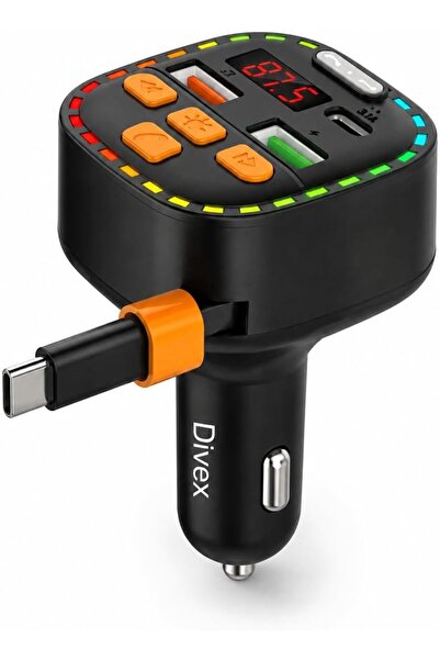 Tivoa Bluetooth 5.3 FM Transmitter, Dahili Type-C Kablolu Çift USB 3.1A Araç Şarjı, Eller Serbest Görüşme,