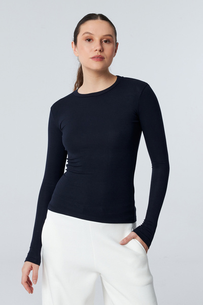 veres Nara Black Cotton Long Sleeve Blouse
