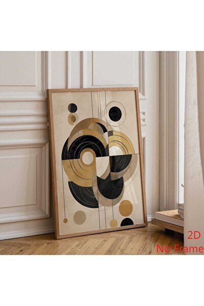 Generic Brand 1pc Geometric Abstract Celestial Space Black Gold Canvas Wall A...