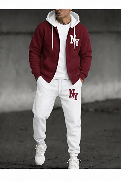 Boi New York Printed Winter Fleece Lined Hooded Detailed Premium 3 Thread Com...