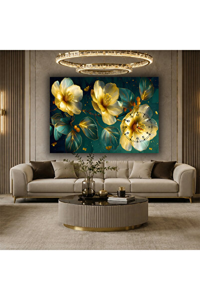 BellaaaModa ÇİÇEKLİ DEKORATİF 70X100 SAATLİ TABLOLAR