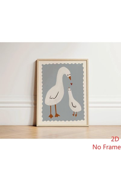 Generic Brand 1pc Mama Duck Canvas Wall Art Print, Nursery Illustration Canva...