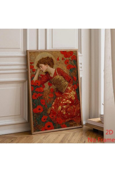 Generic Brand 1pc Art Nouveau Poppy Vintage Woman Portrait Alphonse Mucha Flo...
