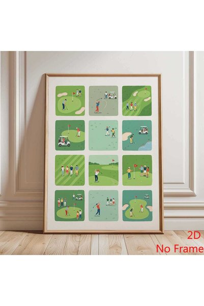 Generic Brand 1pc Golf Course Retro Illustrated Sports Decor Canvas Wall Art ...