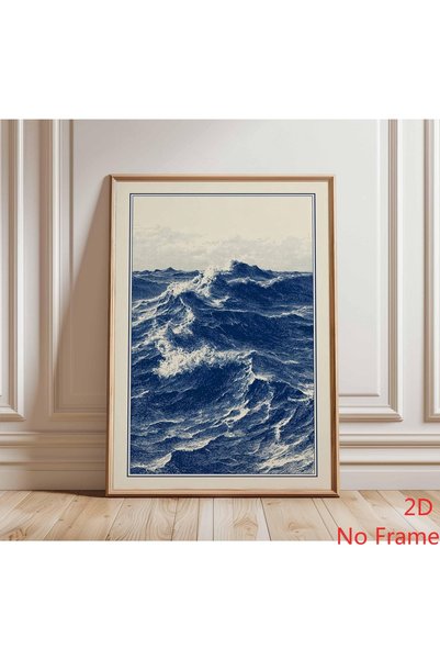 Generic Brand 1pc Japanese Ocean Waves Canvas Wall Art Print, Blue Woodblock ...