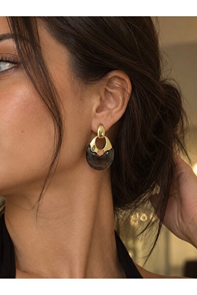 MAISON BAEZA Smoky Drop Paslanmaz Çelik, Kadın Damla Küpe, Antialerjen Gold R...