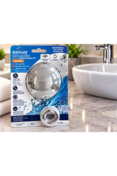 ock plast Lavabo Gider Süzgeci Bas Aç Pop-Up Sistem Taşma Yüzüklü Set