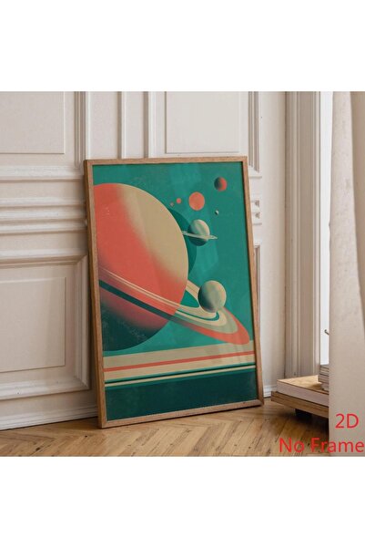 Generic Brand 1pc Mid Century Modern Space Abstract Retro Planet Teal Orange ...
