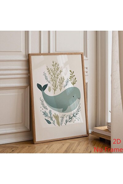 Generic Brand 1pc Minimalist Whale Nursery Ocean Scandinavian Sea Life Canvas...