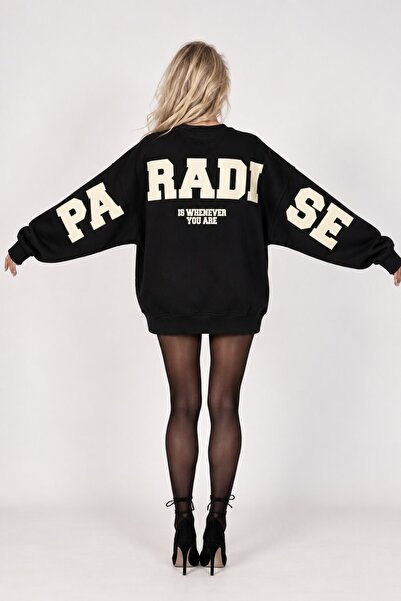 The Champ Clothing Kadın Oversize Sweatshirt Paradise Varsity Kabartma Baskıl...