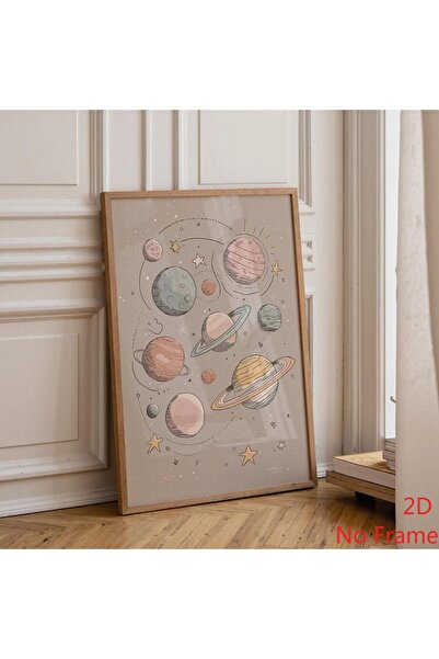 Generic Brand 1pc Boho Pastel Solar System Planet Nursery Canvas Wall Art Pri...