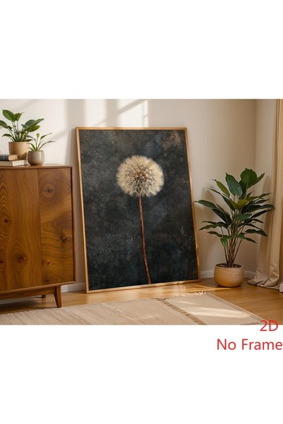 Generic Brand 1pc Dark Moody Macro Botanical Canvas Wall Art, Dandelion Canva...