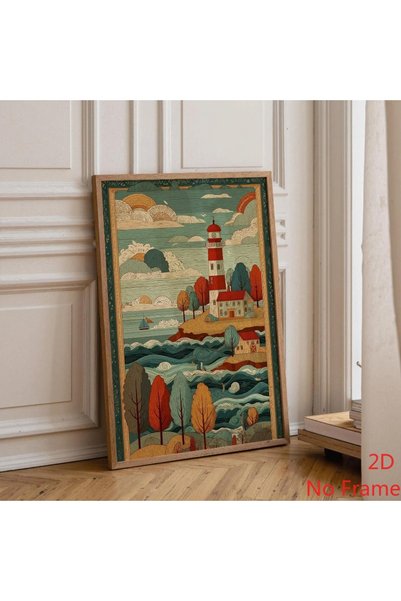 Generic Brand 1pc Mid Century Lighthouse Seaside Landscape Coastal Canvas Wal...