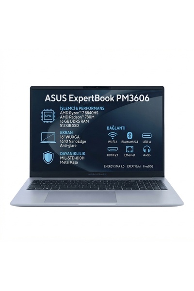 ASUS ExpertBook PM3606 AMD Ryzen 7 8840HS 16GB 512GB SSD 16" WUXGA FreeDOS No...