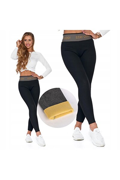 MORAJ Colanți de damă termoizolanți, striati, S/M, negri