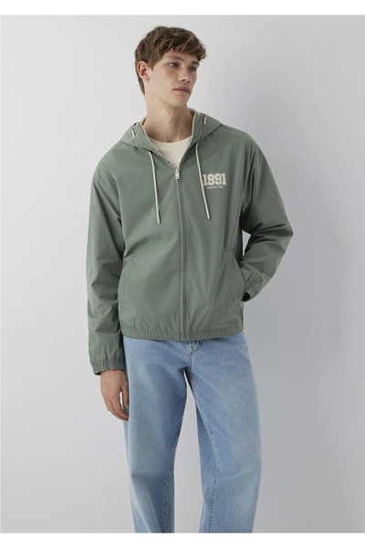 Mavi M0110622 MVJNS 1991 Palton de colegiu din spandex cu glugă și imprimeu, Palton bărbătesc KHAKI