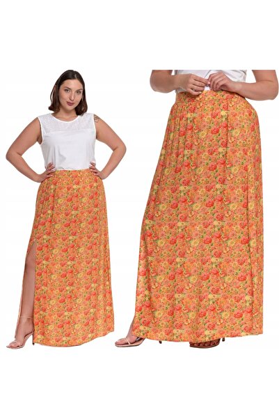 MORAJ Fustă maxi de damă cu șliț, elegantă, elastică, 100% viscoză, S PATT 3