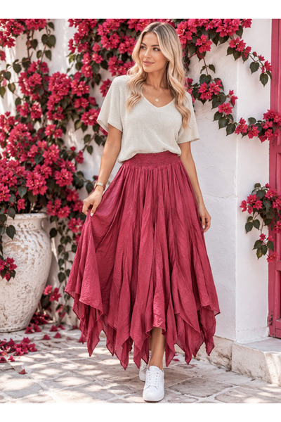 MARWARİ OTANTİK BUTİK Cotton Lined Asymmetrical Cut Women's Skirt 38/46