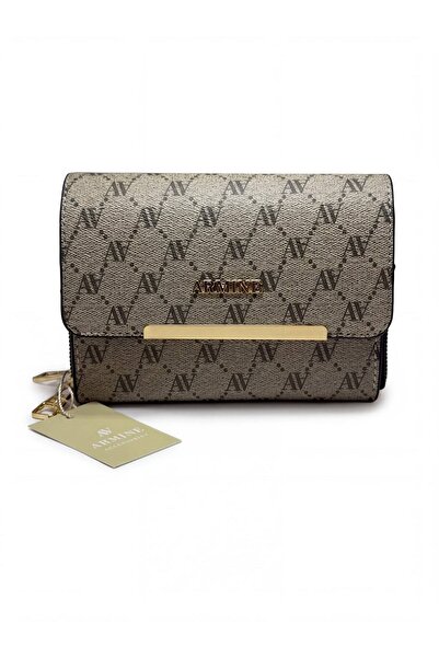 Armine 381 Kadın Monogram Baskılı Gold Metal Detaylı Çapraz Askılı Cüzdan Çan...