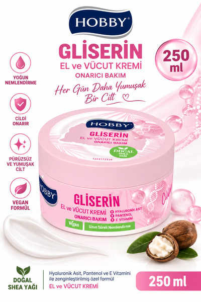 Hobby Gliserin El ve Vücut Kremi Onarıcı Bakım 250 ml