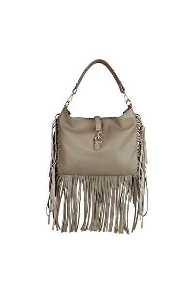 Miri Concept Hobo Shoulder Bag with Fringed, Genuine Leather