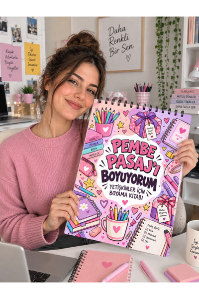 Pembe Yayınevi Mandala Boyama Kitabı - Yetişkinler İçin Boyama Sayfaları - Pembe Pasaj Boyama