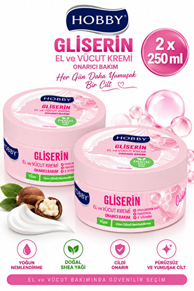 Hobby Gliserin El ve Vücut Kremi Onarıcı Bakım 250 ml 2 Adet