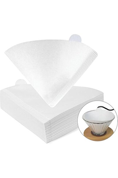 Generic 8MORE V60 Coffee Filters Cone Shape White Paper 200pcs Unbleached Pap...