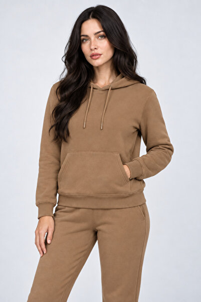 STYKEER Women's 3 Thread Sweatshirt Set with Hood (Soft Puff Fabric) Cotton W...