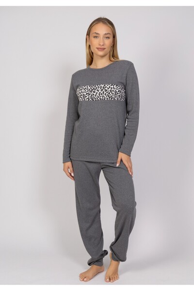 Cherry Underwear Πιτζάμα γυναικεία Animal Print Grey Cherry - Ανθρακί