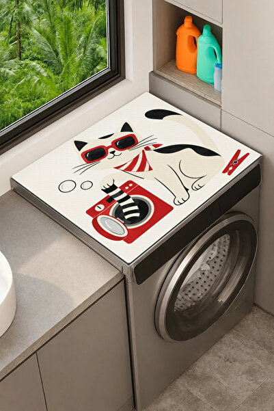 Valerine Life Clothes Dryer Top Organizer Mat Liquid-Proof Cover Havalı Kedi
